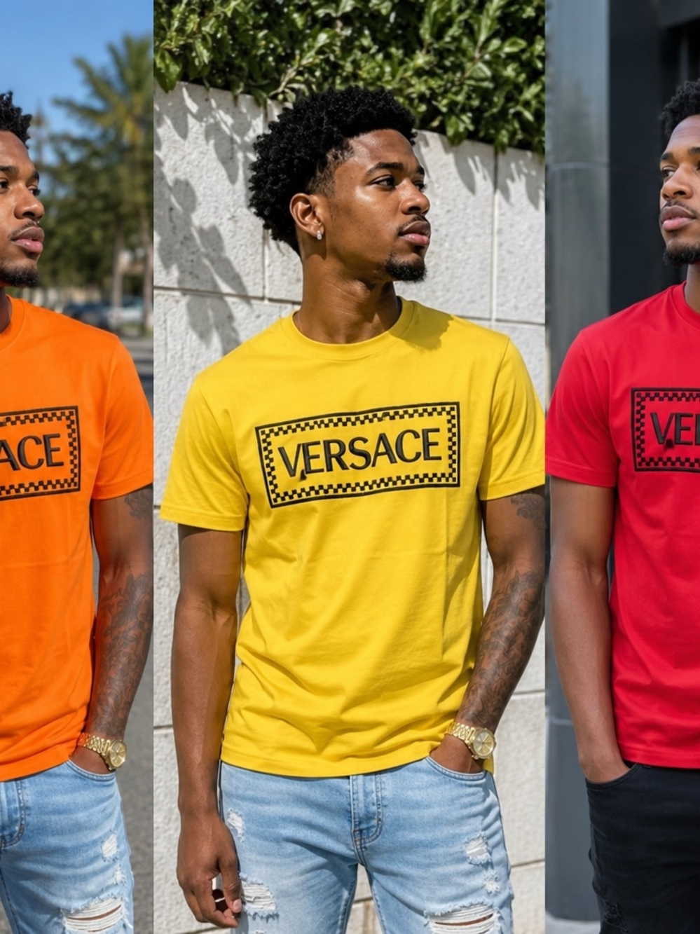 Men's Premium Cotton Graphic T-Shirt | New | Orange Yellow Red